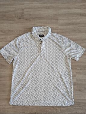 Visitor Premium Shark Print Polo Shirt Mens Size XL  Grey Short Sleeve Golf Tee